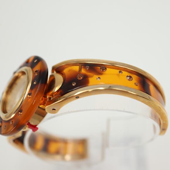 Ashley Princess Womens Watch MOP Dial Tortoise Jewel Bezel Cuff Bracelet Working - Picture 11 of 13